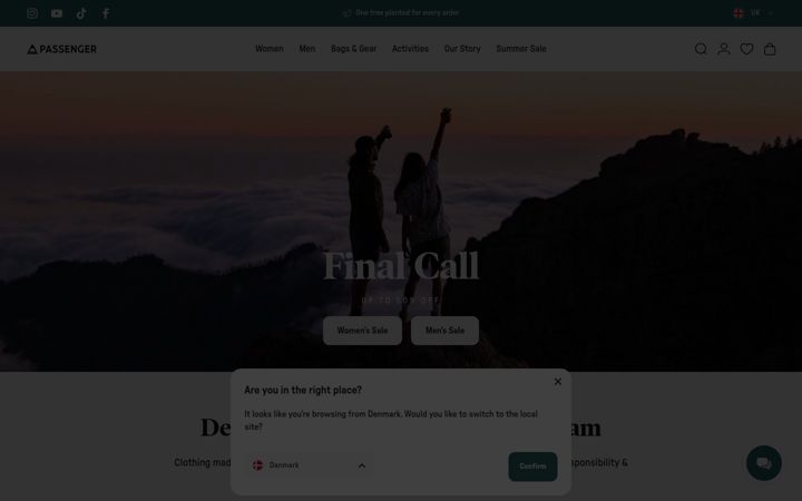 Screenshot of passenger-clothing.com