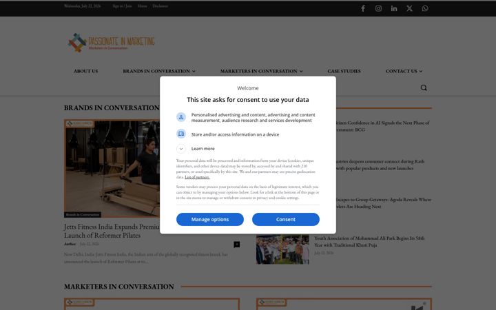 Kuvakaappaus sivustosta passionateinmarketing.com