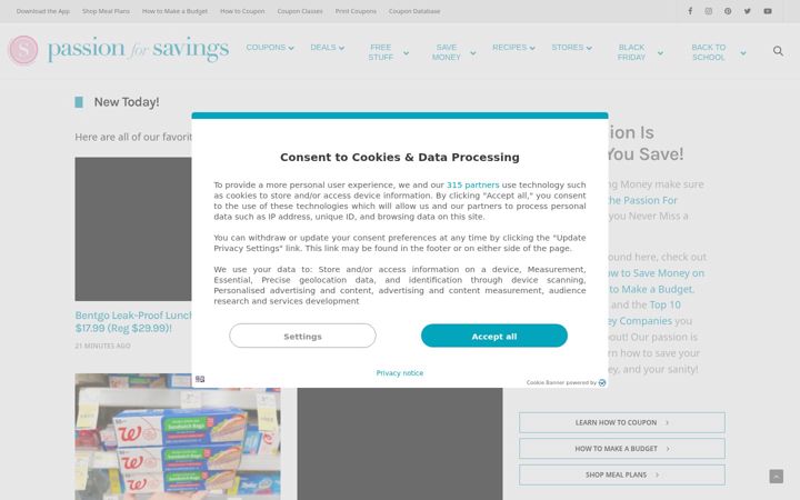 Screenshot of passionforsavings.com