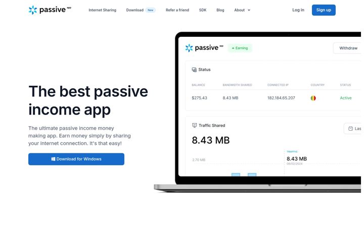 Zrzut ekranu passiveapp.com