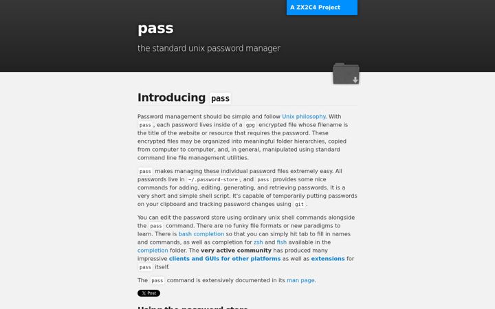 Screenshot of passwordstore.org