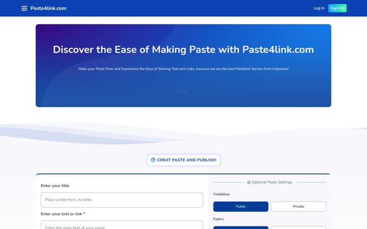 Skjermbilde av paste4link.com