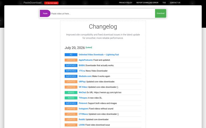 Screenshot of pastedownload.com