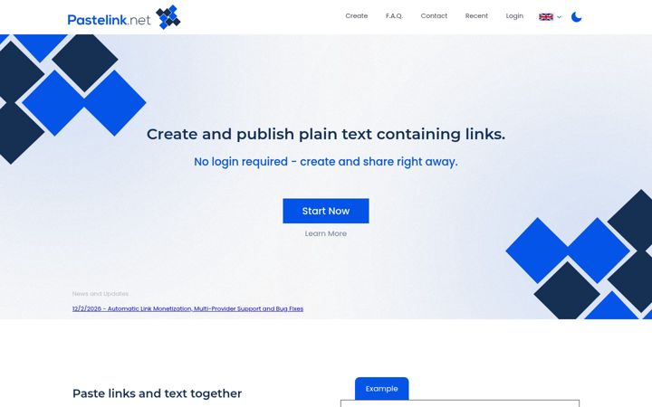 Screenshot von pastelink.net