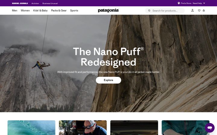 Captura de ecrã de patagonia.com.au