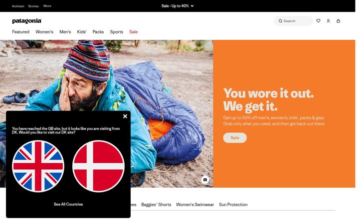 Captură de ecran a patagonia.com