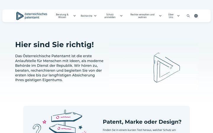 Screenshot of patentamt.at