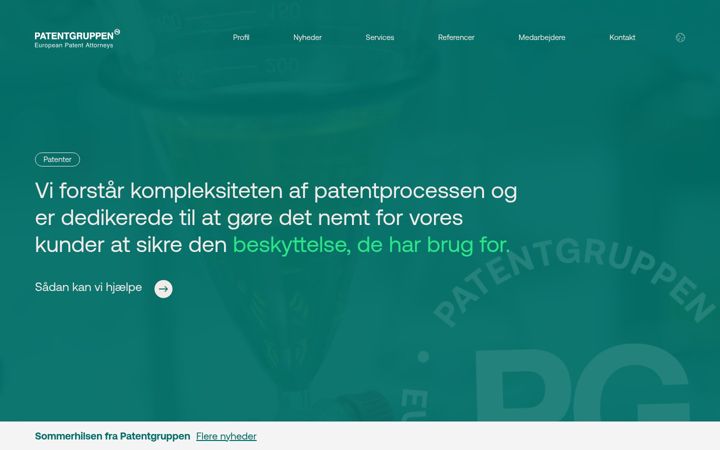 Screenshot of patentgruppen.dk