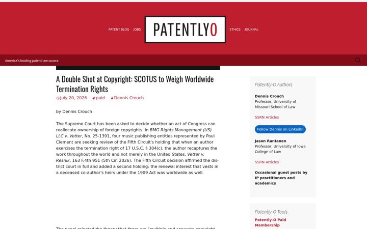 Screenshot of patentlyo.com