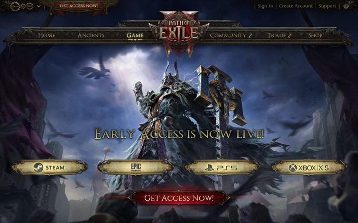 Kuvakaappaus sivustosta pathofexile2.com