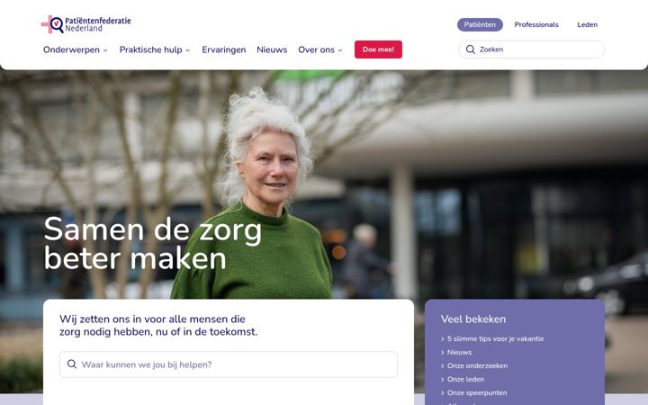 Screenshot of patientenfederatie.nl