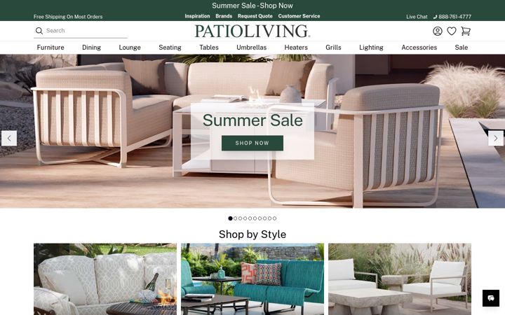 Screenshot of patioliving.com