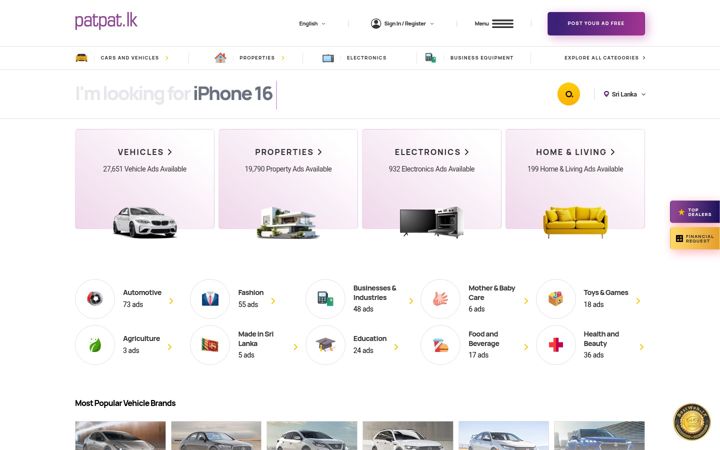 Screenshot of patpat.lk