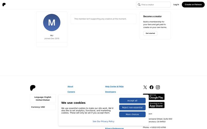 Skärmbild av patreon.com