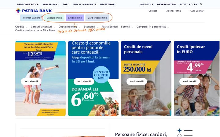Screenshot di patriabank.ro