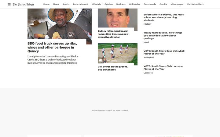 Screenshot of patriotledger.com