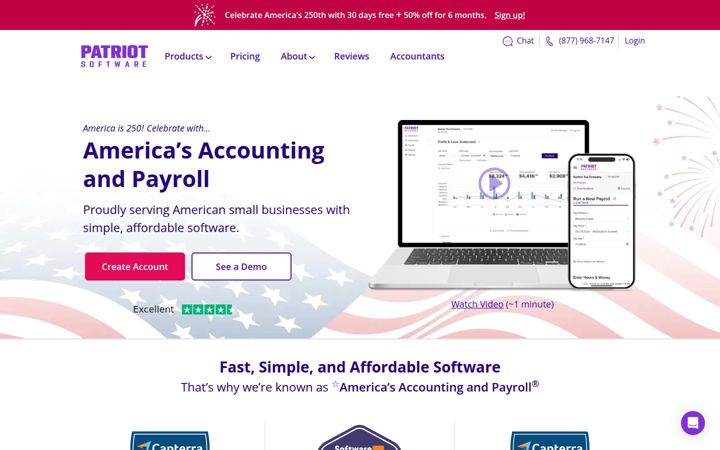 Screenshot of patriotsoftware.com