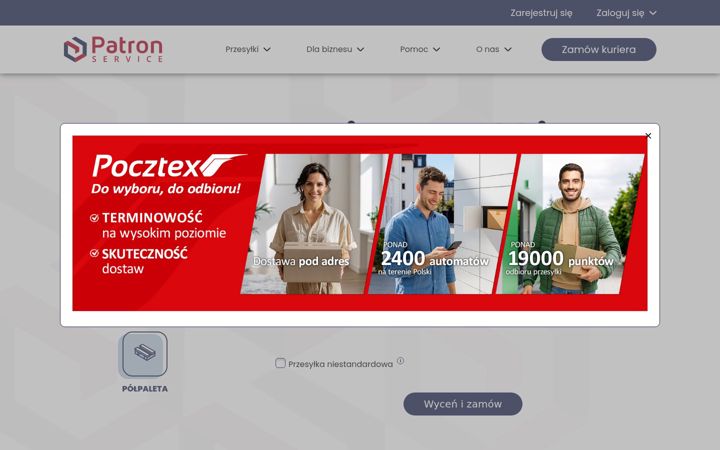 Snímek obrazovky patronservice.pl