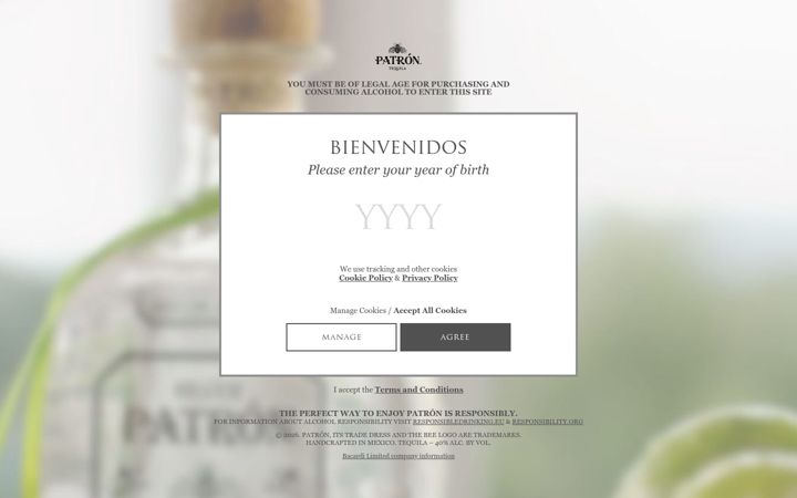 Screenshot of patrontequila.com