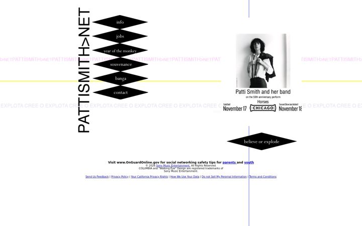 Screenshot of pattismith.net