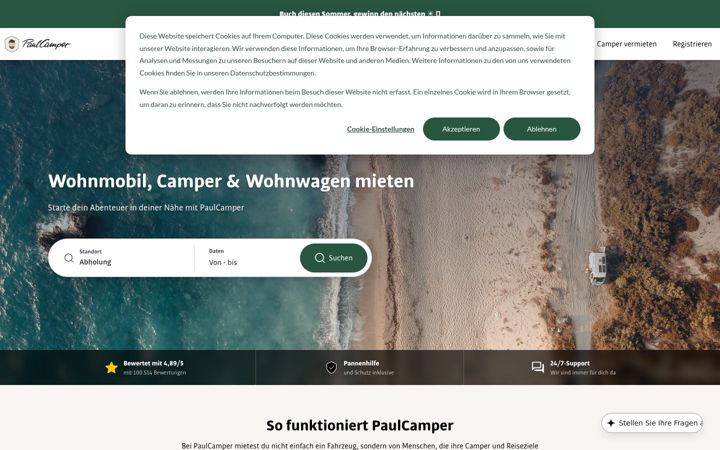 Zrzut ekranu paulcamper.de