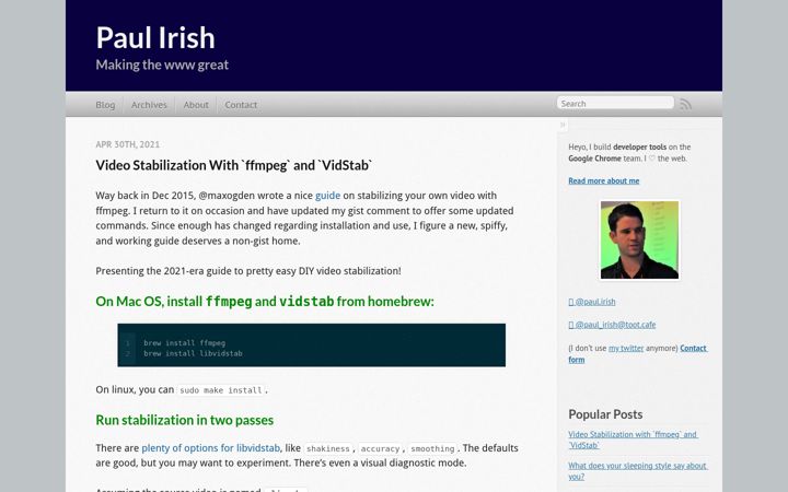 Screenshot van paulirish.com