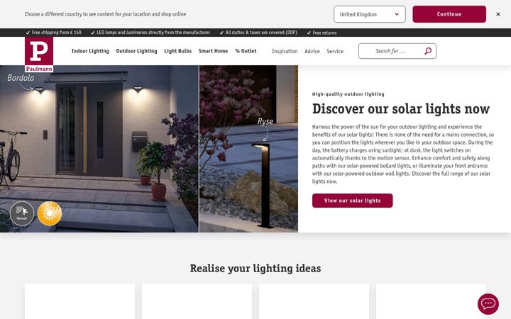 Screenshot of paulmann.com