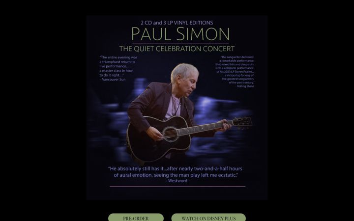 Екранна снимка на paulsimon.com