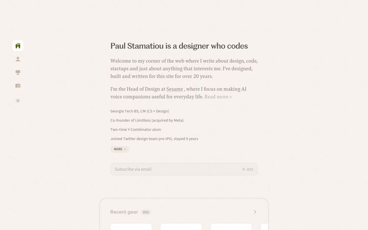 Screenshot of paulstamatiou.com