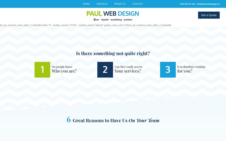 Captură de ecran a paulwebdesign.rw