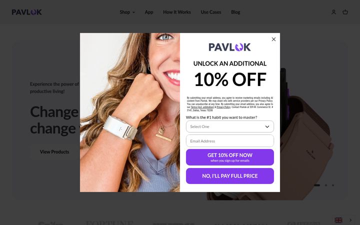Screenshot of pavlok.com