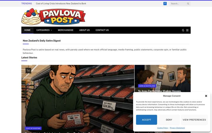 Screenshot of pavlovapost.co.nz