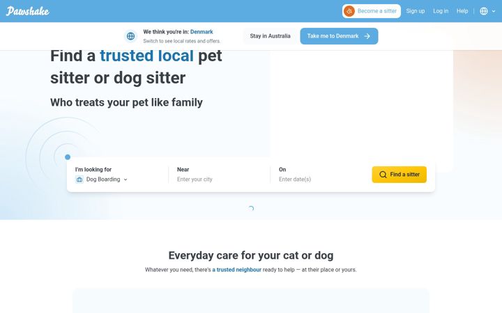 Ekrānuzņēmums no pawshake.com.au