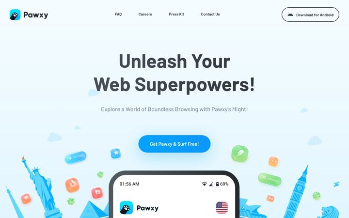 Screenshot of pawxy.com