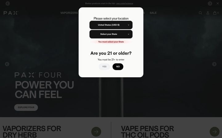 Screenshot of pax.com