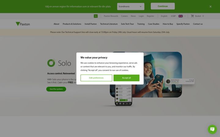 Screenshot του paxton-access.com