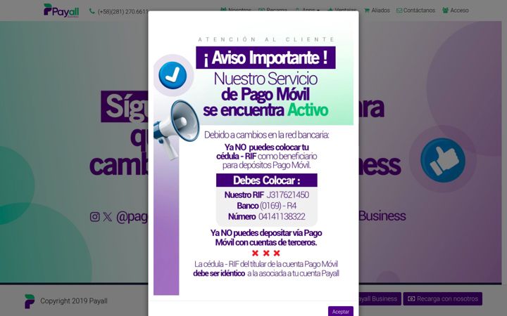 Screenshot of payall.com.ve