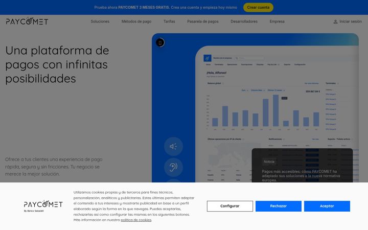 Screenshot of paycomet.com