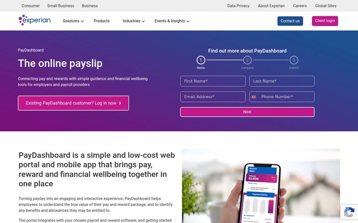 Screenshot of paydashboard.com