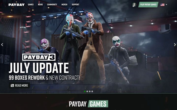 Screenshot of paydaythegame.com
