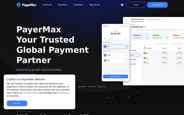 Screenshot of payermax.com