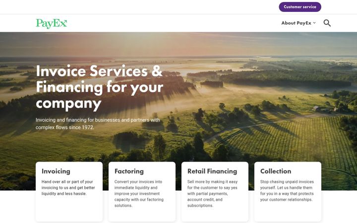 Screenshot of payex.com