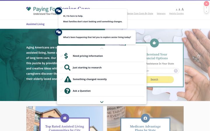 Screenshot of payingforseniorcare.com