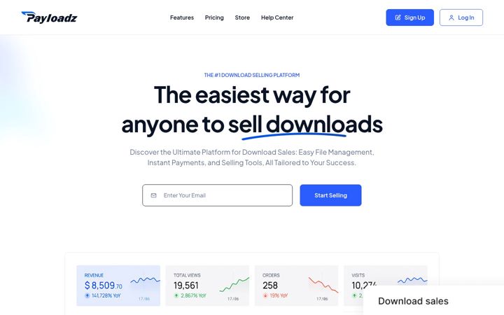 Screenshot of payloadz.com