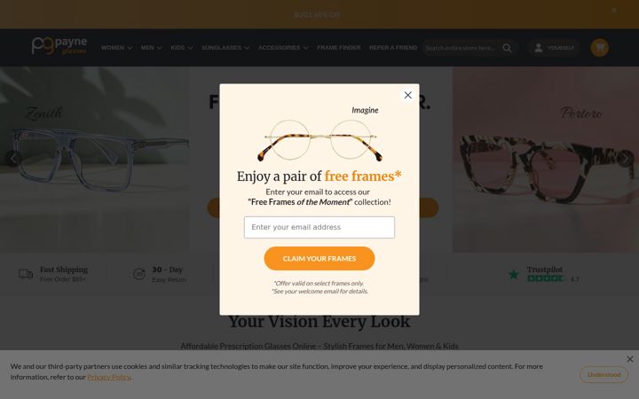 Screenshot of payneglasses.com