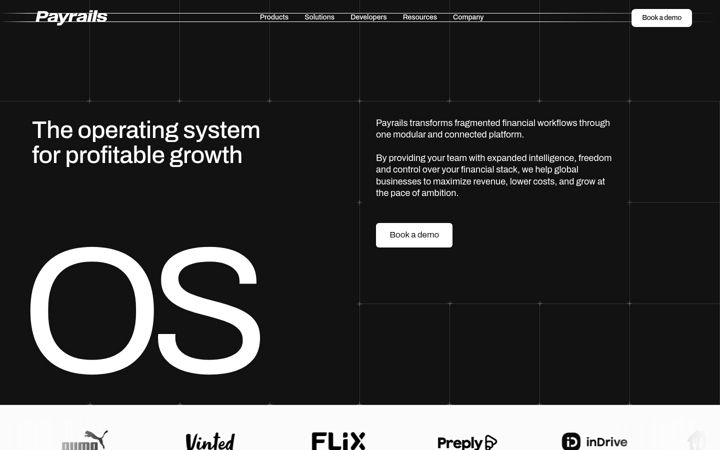 Screenshot of payrails.io