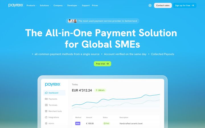 Screenshot of payrexx.com