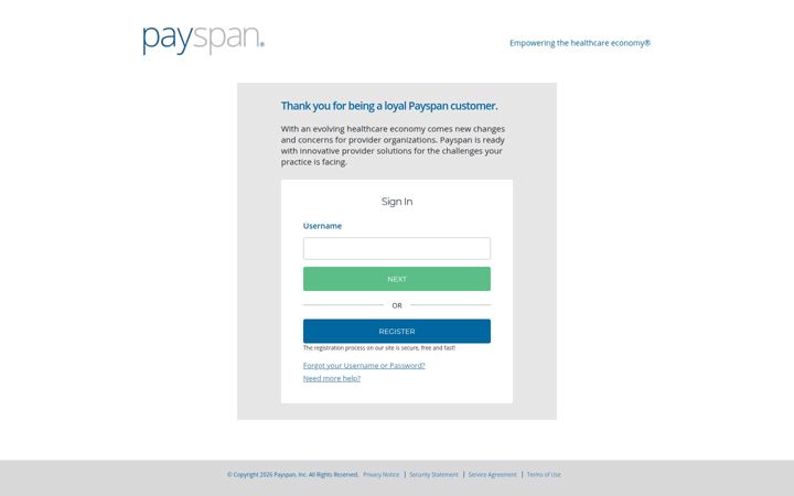 Screenshot of payspanhealth.com