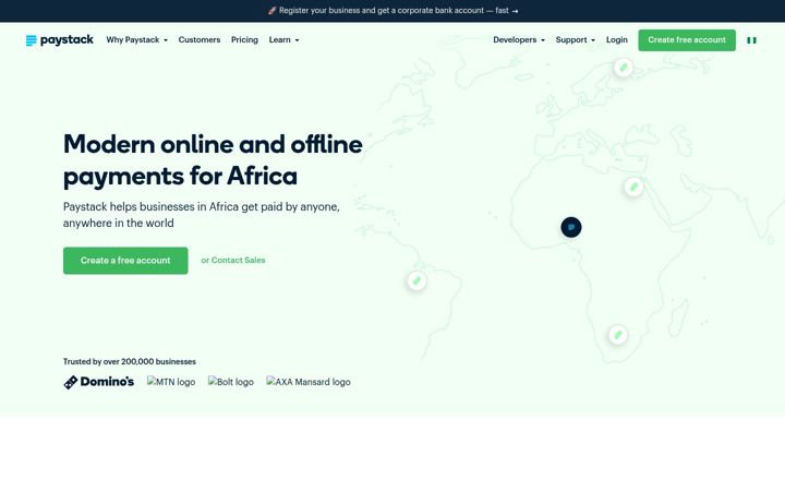 Ekrano kopija paystack.com