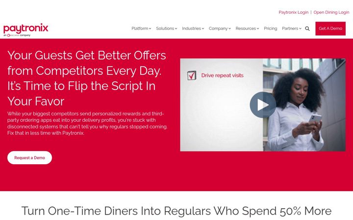 Screenshot of paytronix.com
